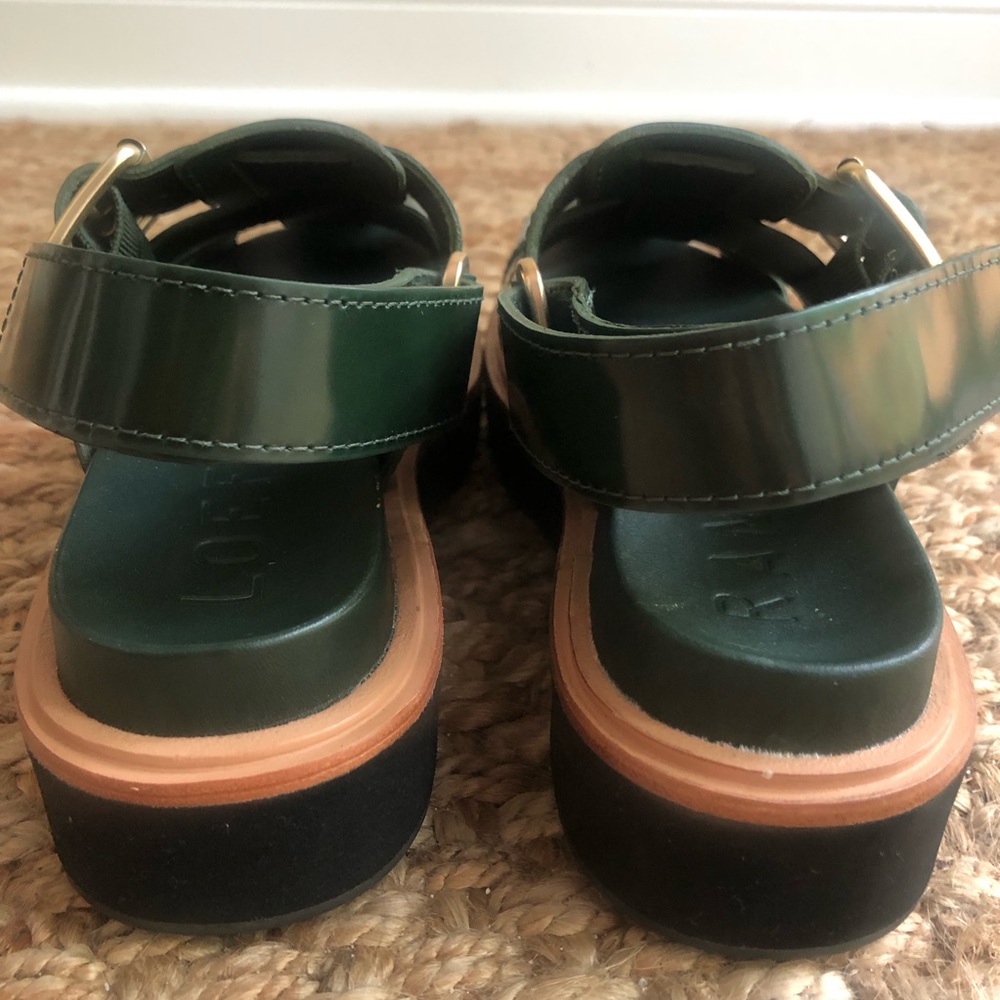 Loeffler Randall Dark Green Leather Fisherman Sandals - Picture 12 of 16